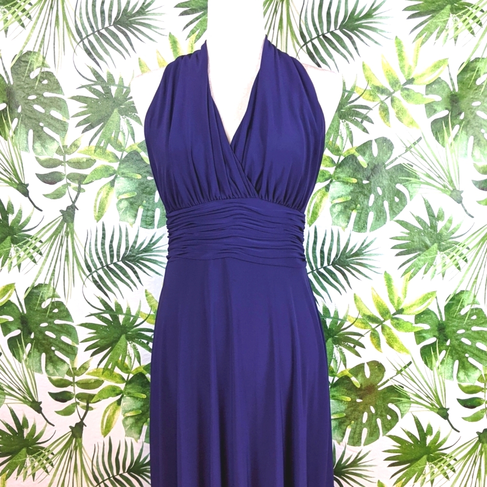 Evan Picone Purple Ruched Sleeveless Midi Dress (Size: 6)